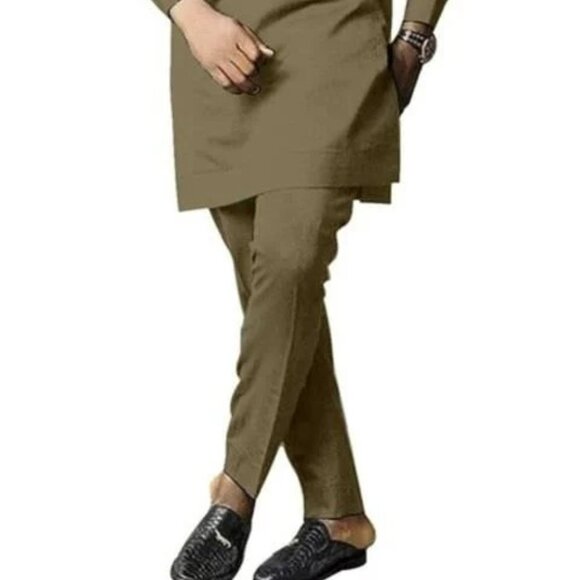 African Formal Dashiki Shirt & Pant Three Piece Suit Traditional Long Sleeve - Picture 3 of 7